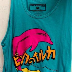 Pink Dolphin Teal Tank top